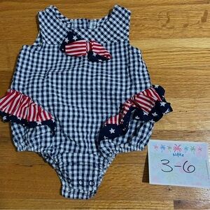Bonnie Baby Navy and Red Checkered Bodysuit